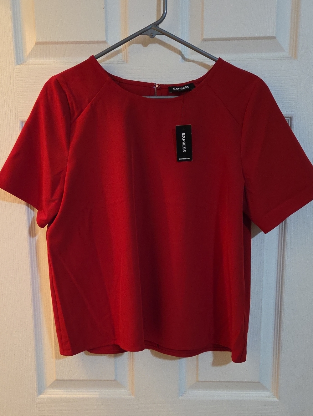 Express Red Short-Sleeve Crewneck Top